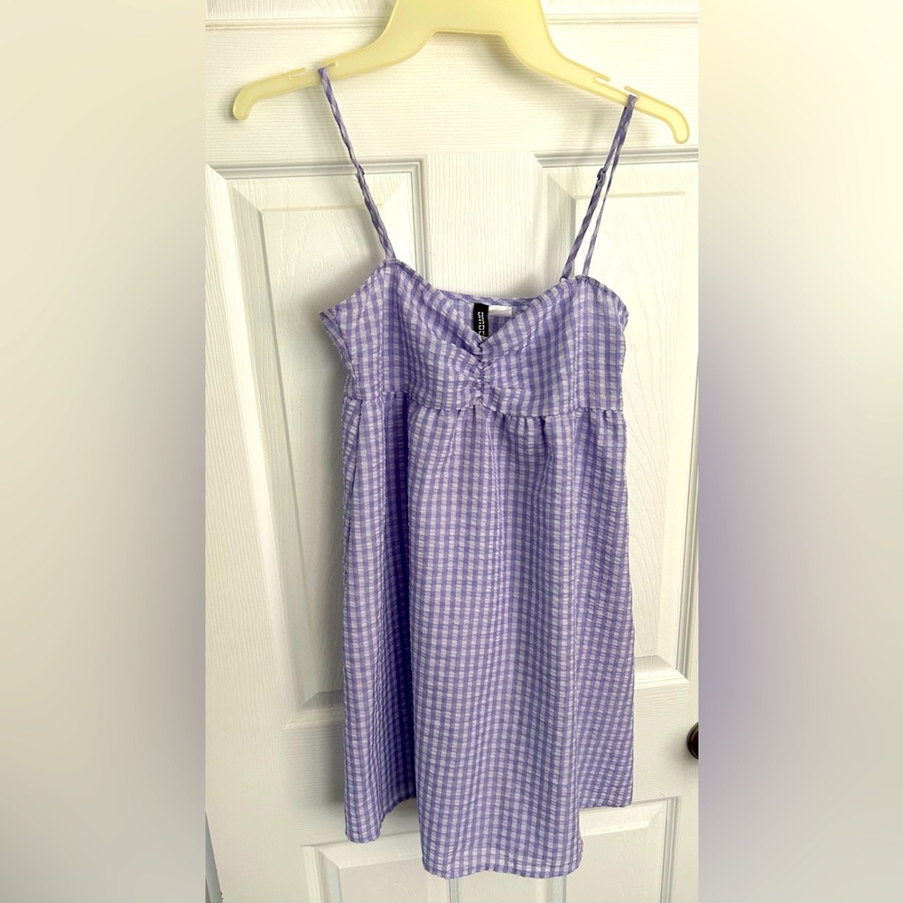 Divided by H&M Purple Gingham Mini Dress